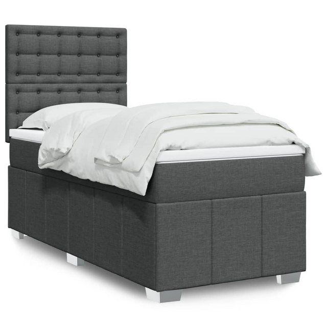 vidaXL Boxspringbett Boxspringbett mit Matratze Dunkelgrau 90x200 cm Stoff günstig online kaufen