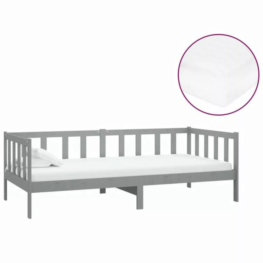 vidaXL Gästebett Tagesbett Gästebett mit Matratze 90x200 cm Grau Massivholz günstig online kaufen