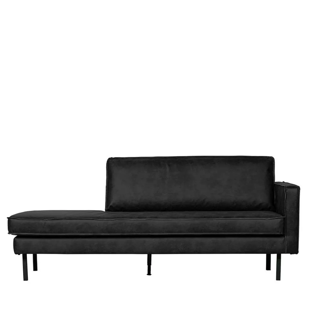 Dreier Sofa in Schwarz Recyclingleder Retrostil günstig online kaufen