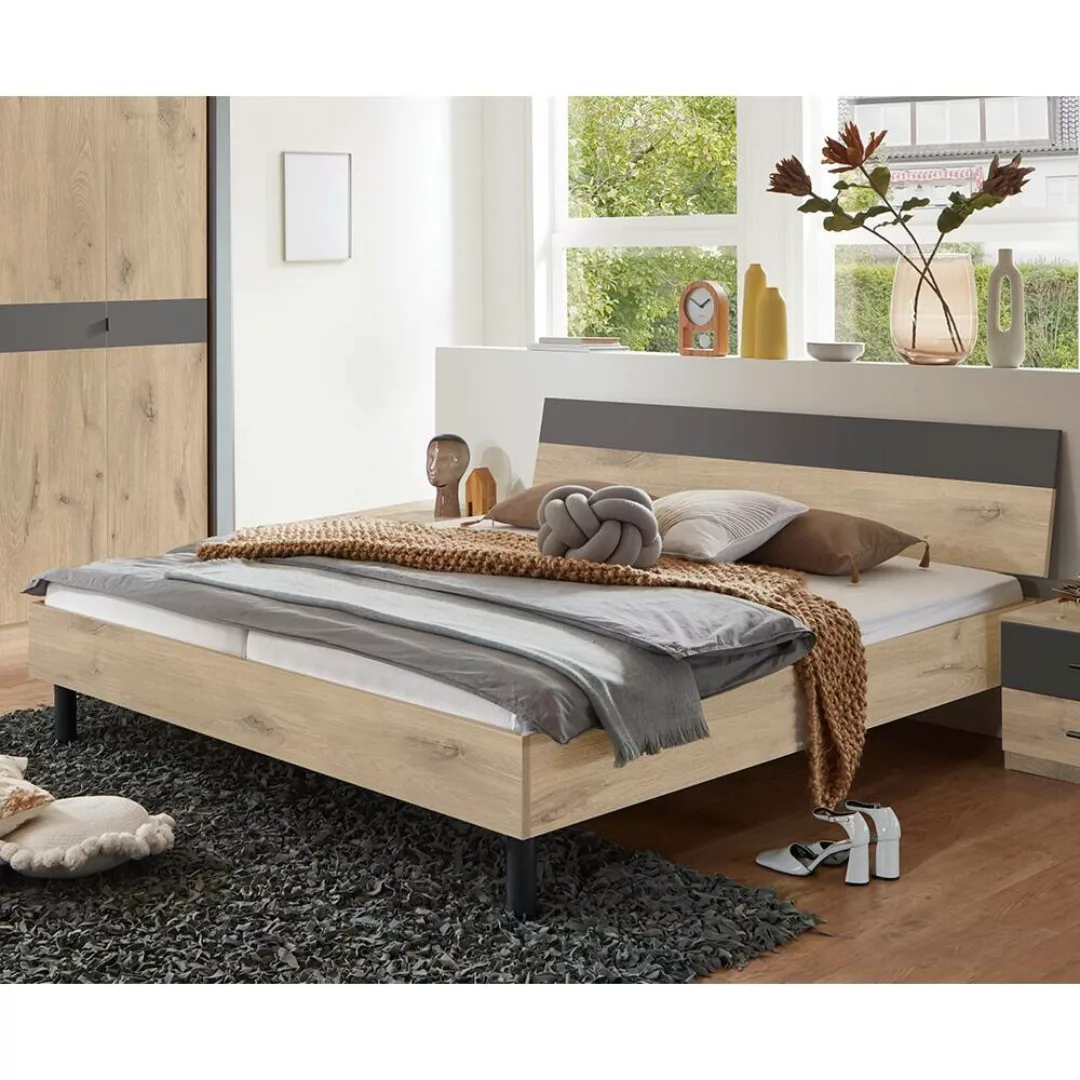 Schlafzimmer Komplett Set 5-teilig BRADFORD-43 mit Bett 180x200 cm Eiche mi günstig online kaufen