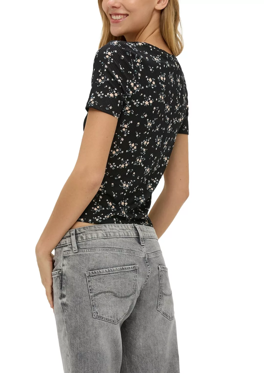 QS T-Shirt mit Allover Floralprint günstig online kaufen