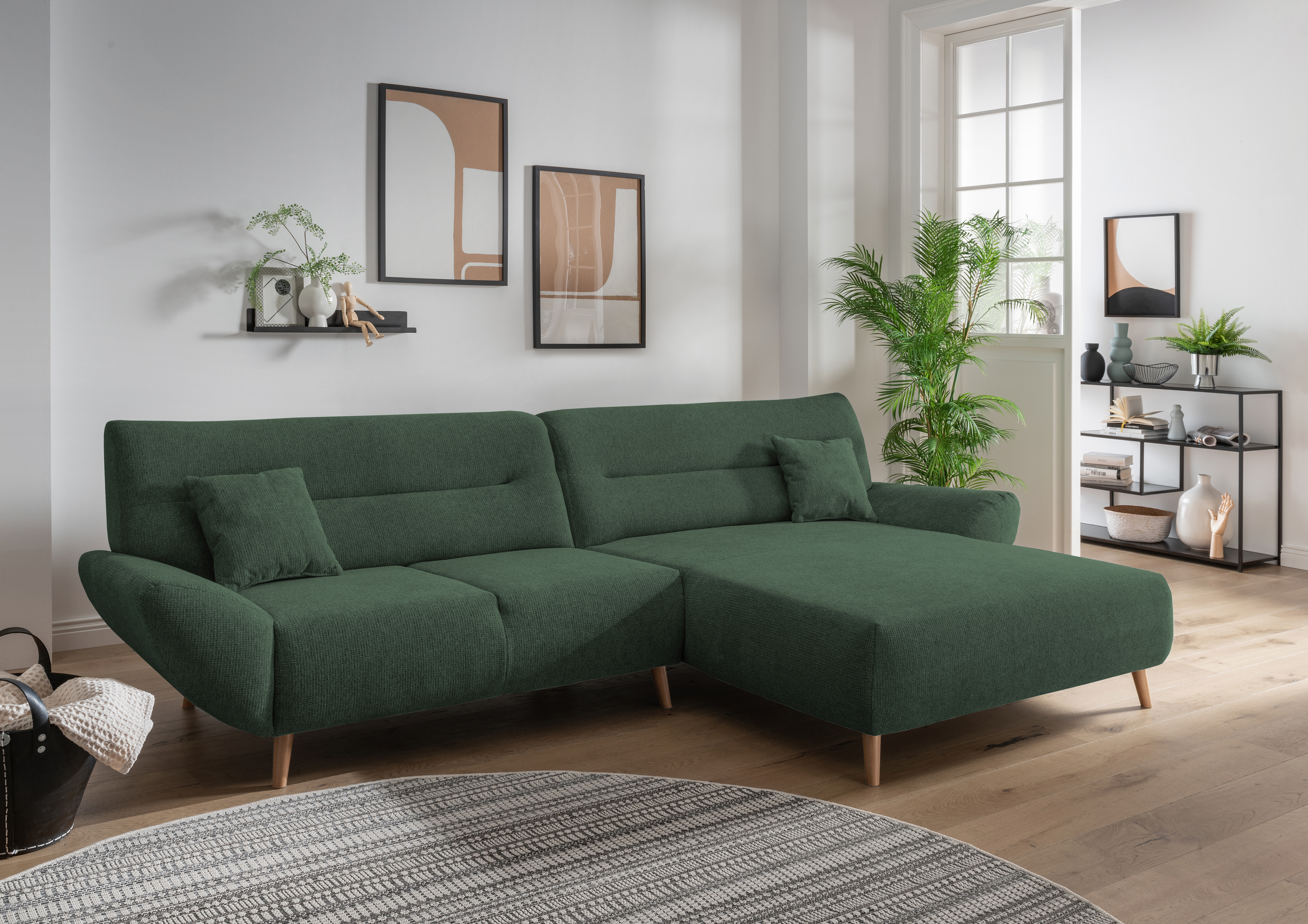 INOSIGN Ecksofa »Drago, elegant und zeitlos, komfortabel, Holzfuß, L-Form«, günstig online kaufen