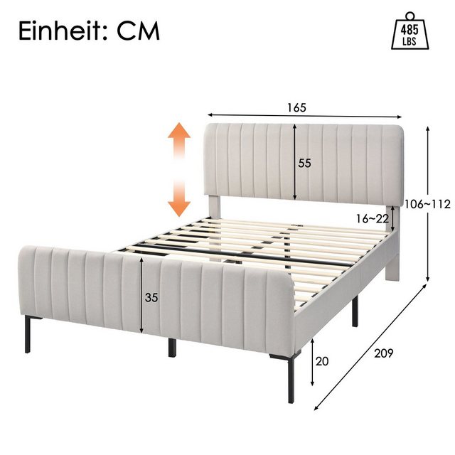 HAUSS SPLOE Polsterbett Doppelbett Holzbett Polsterbett Bettrahmen (160X200 günstig online kaufen