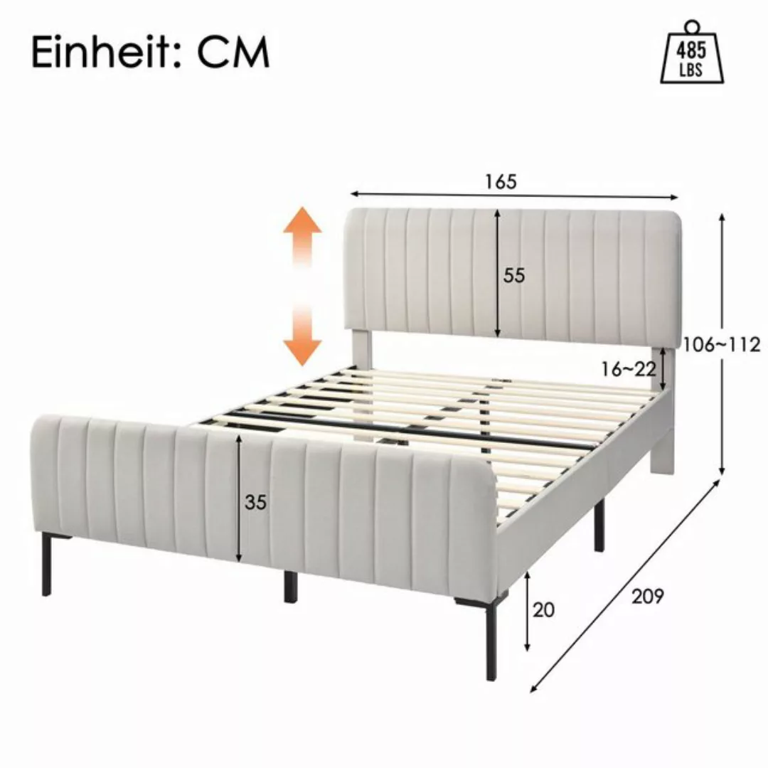 HAUSS SPOLE Polsterbett Doppelbett Holzbett Polsterbett Bettrahmen (160X200 günstig online kaufen