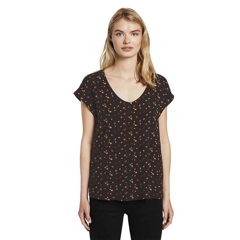 Tom Tailor Kurzarm T-shirt XS Black Red Flower Print günstig online kaufen