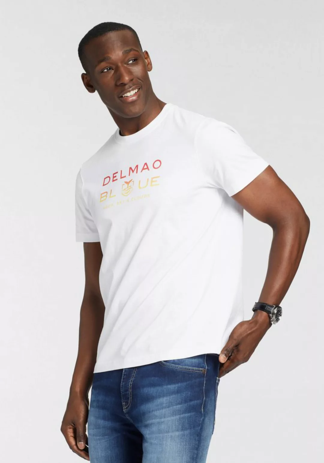 DELMAO T-Shirt Kurzarm, bedruckt, Rundhals, aus 100% Baumwolle günstig online kaufen