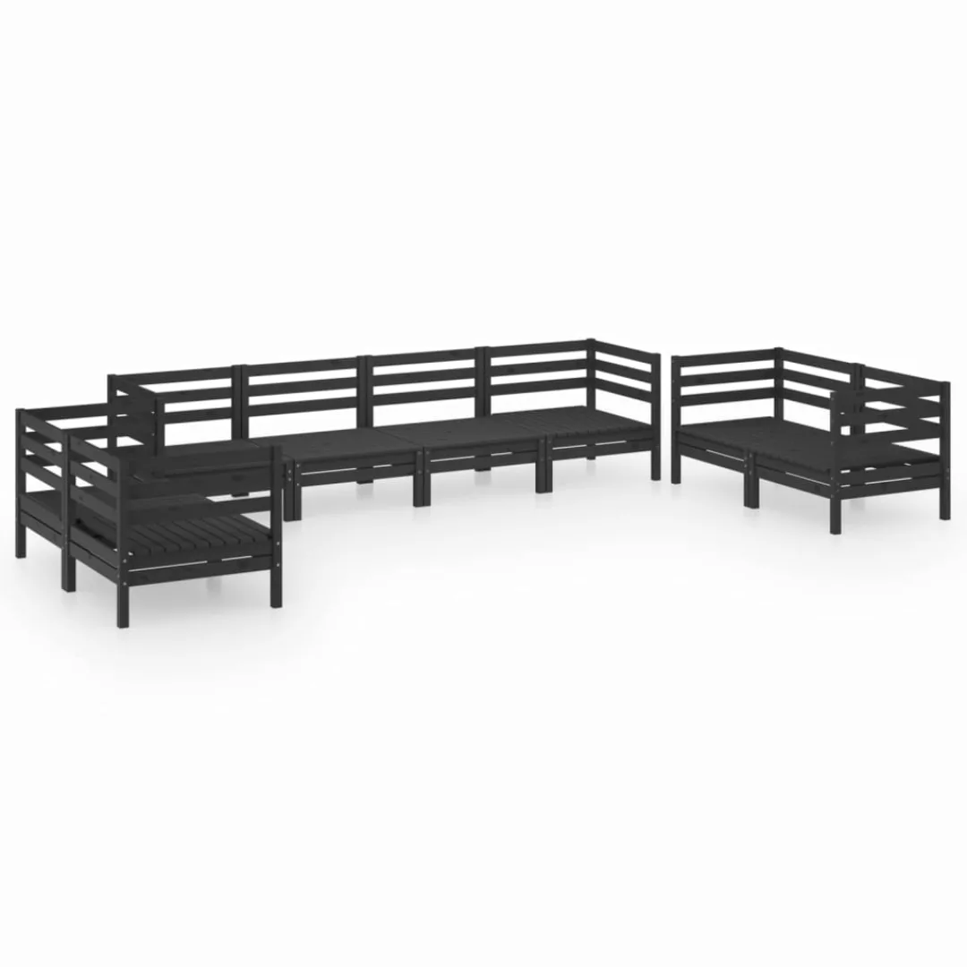 8-tlg. Garten-lounge-set Schwarz Massivholz Kiefer günstig online kaufen