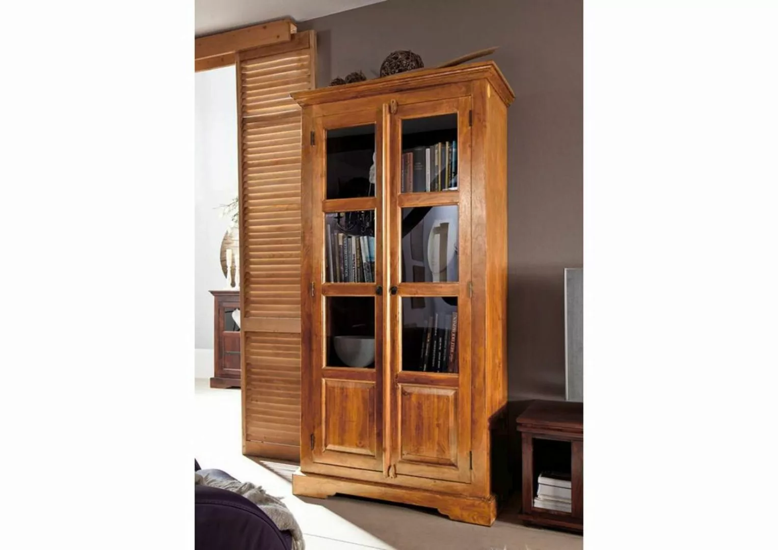 Massivmoebel24 Standvitrine Vitrine Akazie 98x46x191 honig  lackiert OXFORD günstig online kaufen