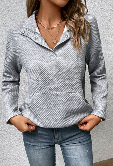 CHENIN Sweatshirt Bequemes, geknöpftes Sweatshirt mit Revers (Modisches ein günstig online kaufen