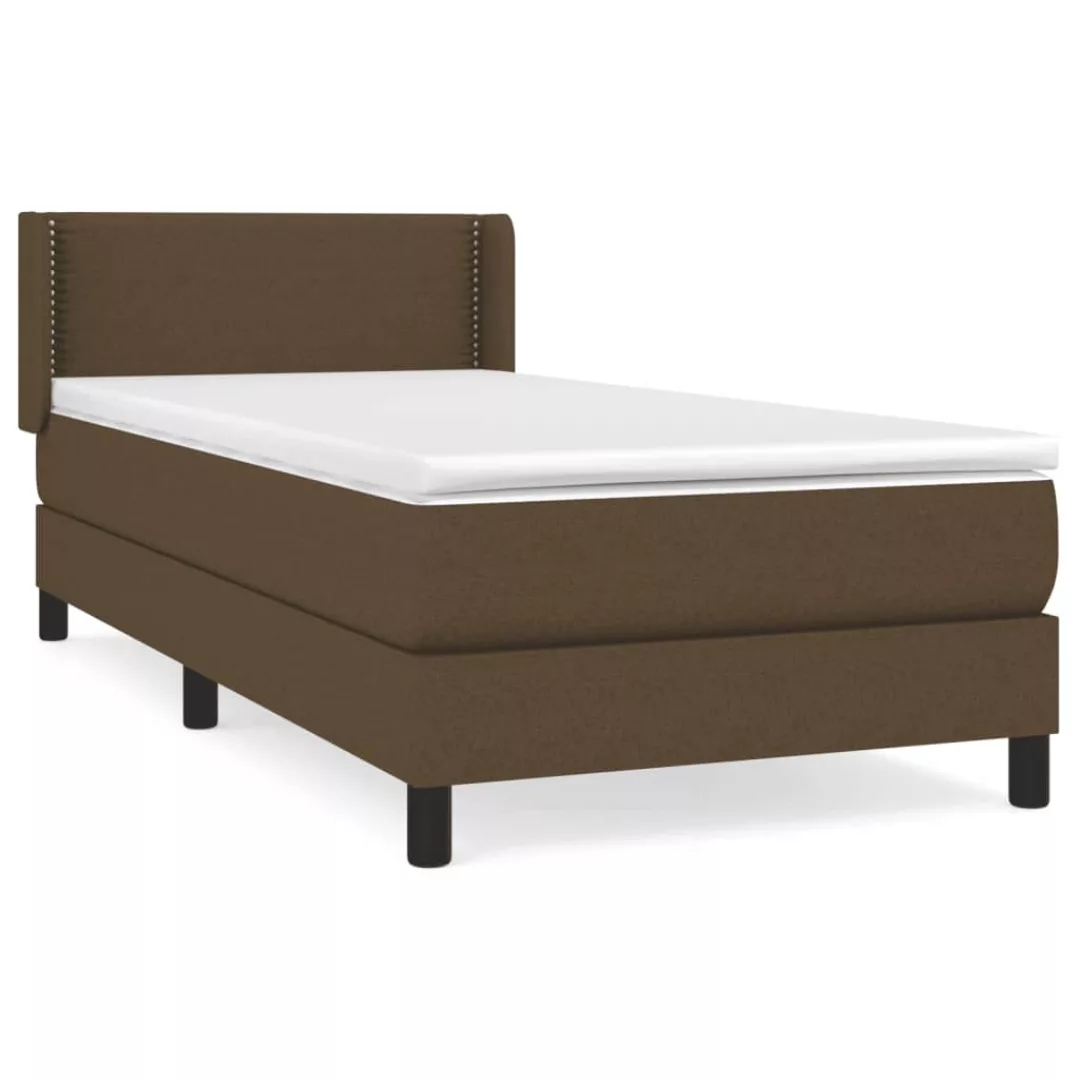 Vidaxl Boxspringbett Mit Matratze Dunkelbraun 90x200 Cm Stoff günstig online kaufen