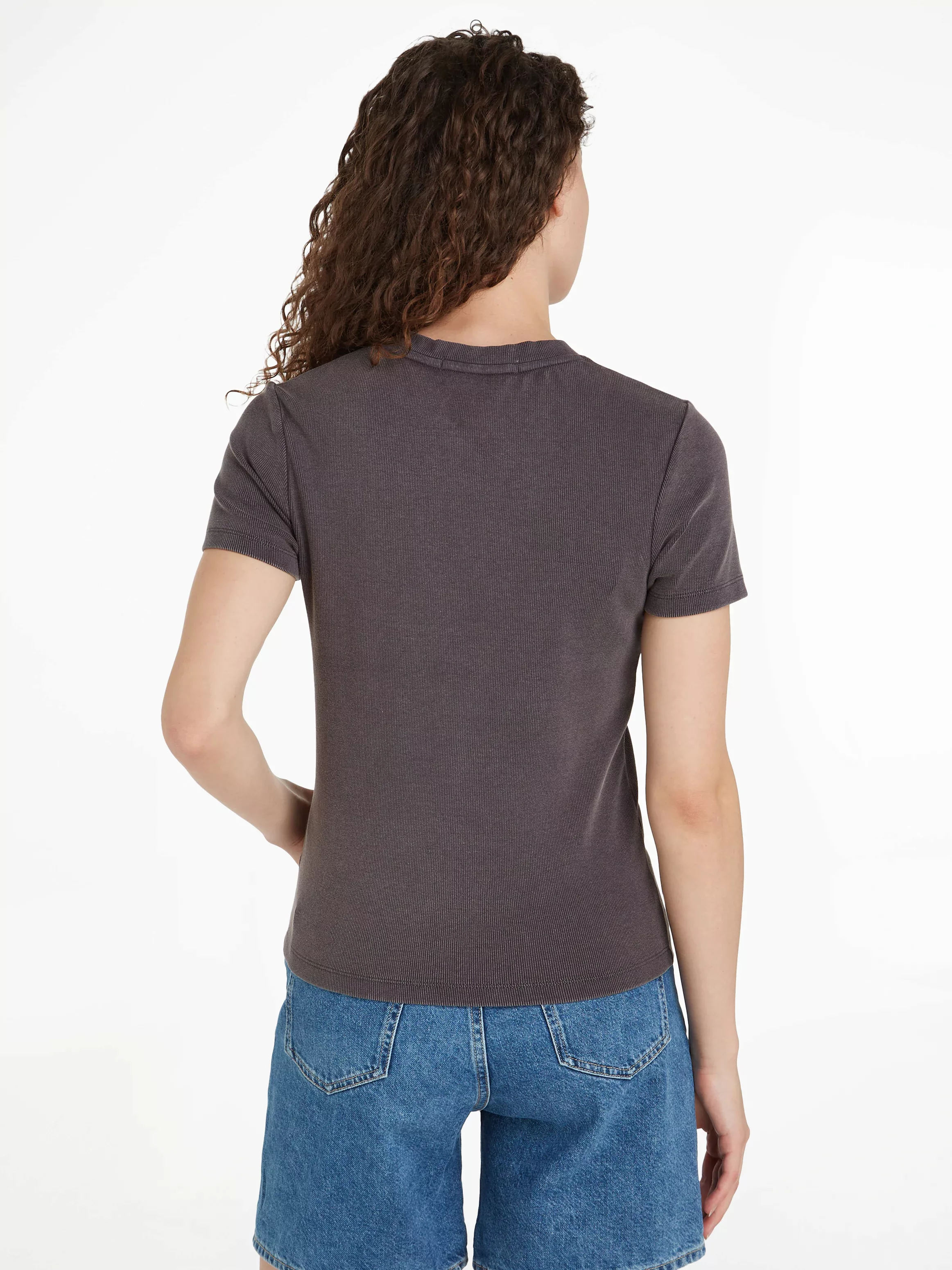 Calvin Klein Jeans T-Shirt LABEL WASHED RIB SLIM TEE mit Logopatch günstig online kaufen