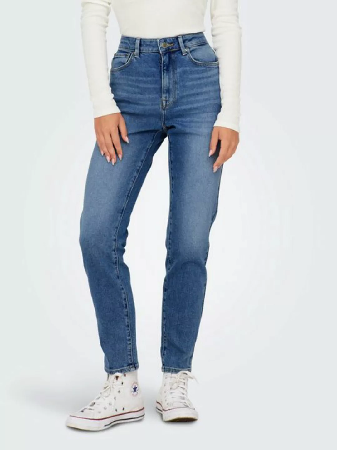 Only Damen Jeans ONLEMILY STRETCH - Straight Fit - Blau - Medium Blue Denim günstig online kaufen