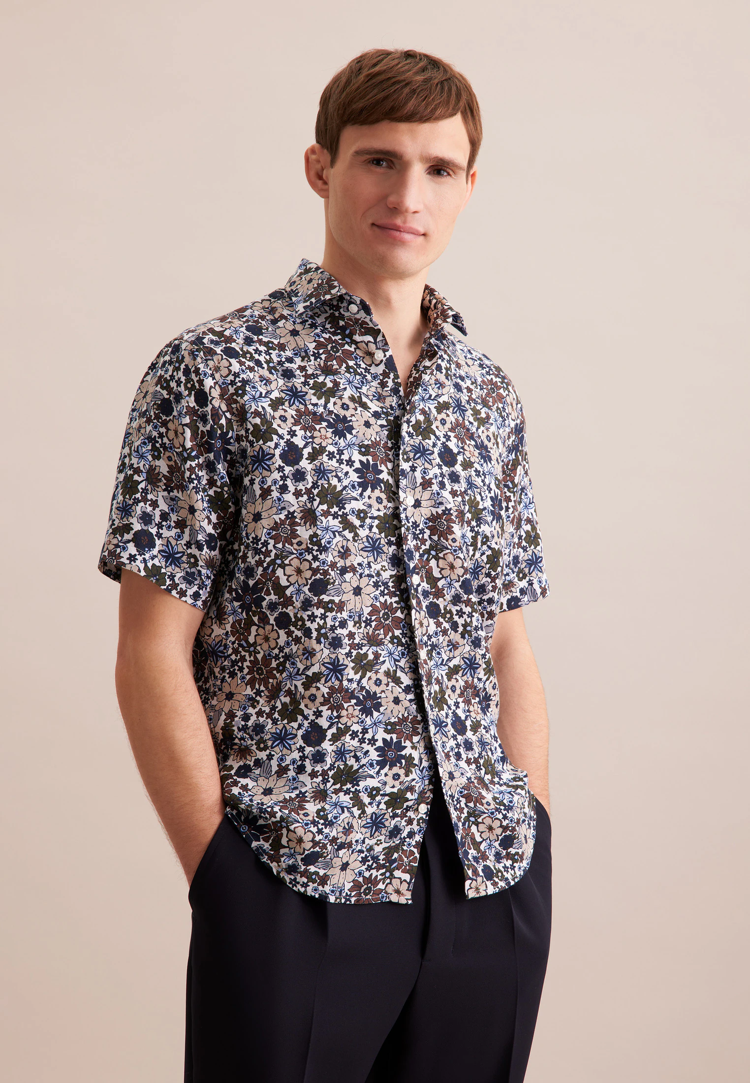 seidensticker Businesshemd "Regular", Regular Kurzarm Kentkragen Floral günstig online kaufen
