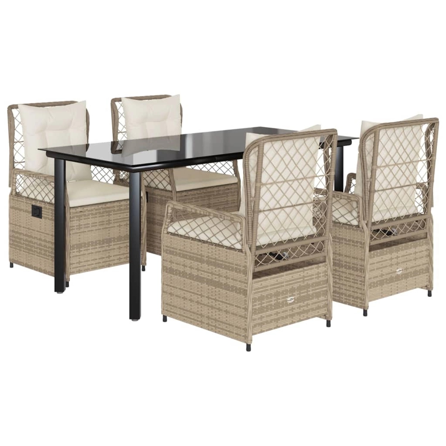 vidaXL 5-Tlg Garten-Essgruppe mit Kissen Beige Poly Rattan 3263023 günstig online kaufen