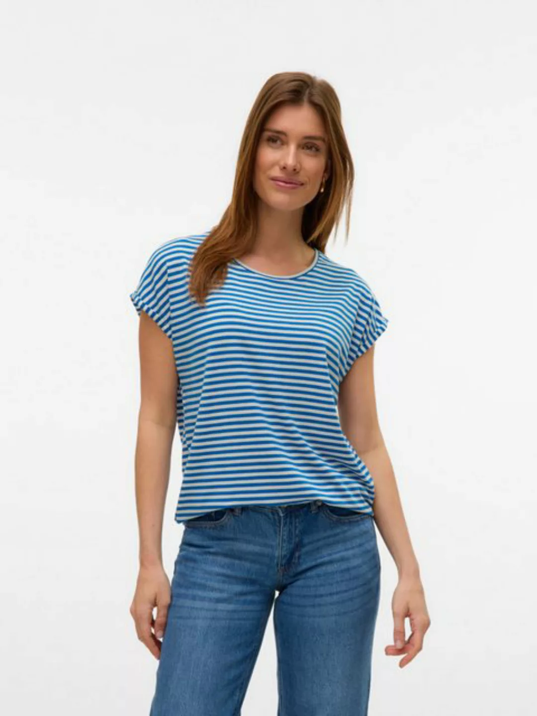 Vero Moda Rundhalsshirt VMAVA PLAIN SS TOP STRIPE GA JRS NOOS günstig online kaufen