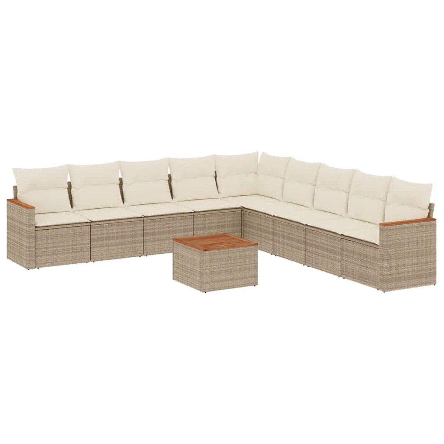 vidaXL 10-Tlg Garten-Sofagarnitur mit Kissen Beige Poly Rattan 3258467 günstig online kaufen