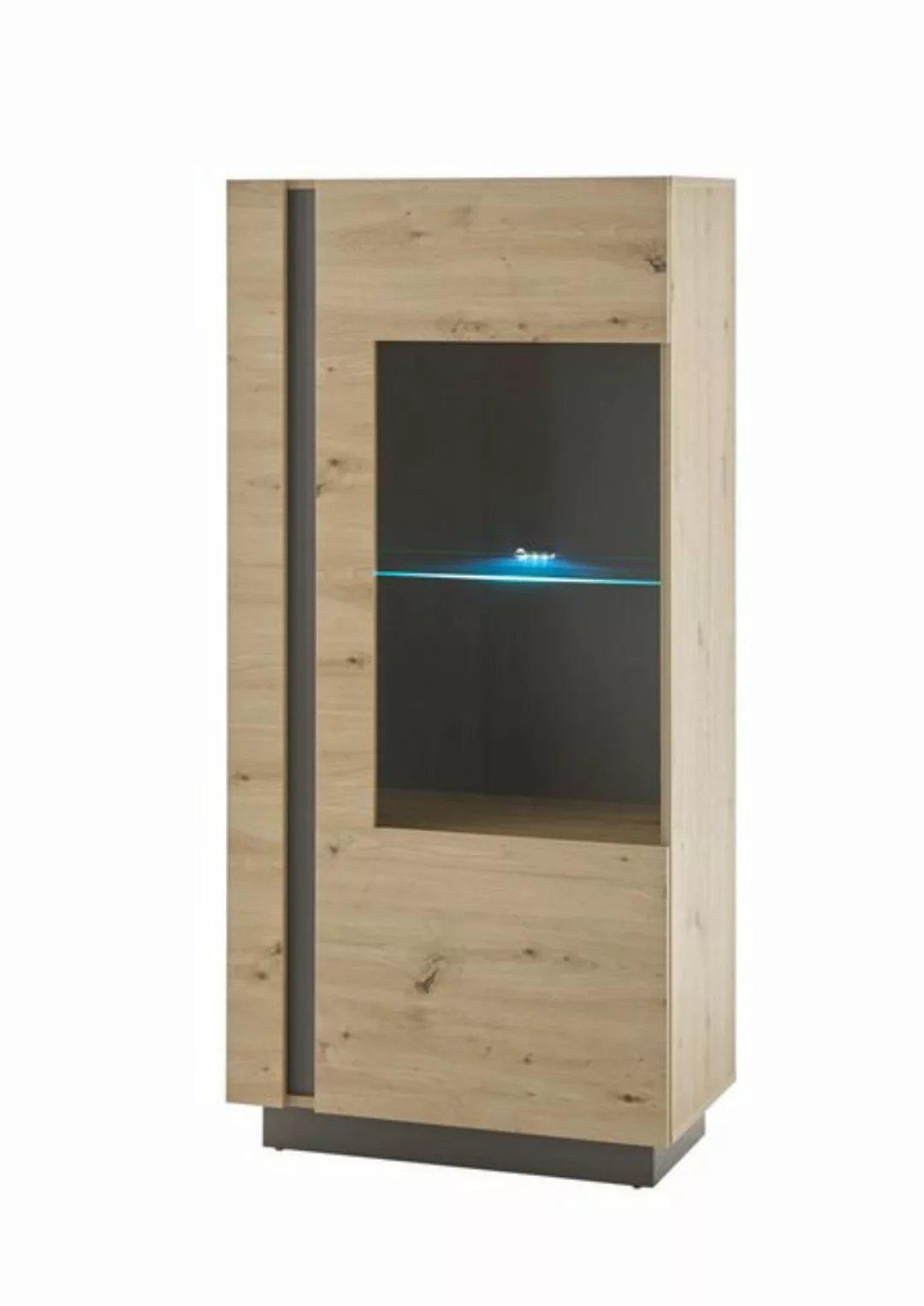 Furn.Design Midischrank Louna (Vitrine in Eiche Artisan und Graphit grau, 7 günstig online kaufen