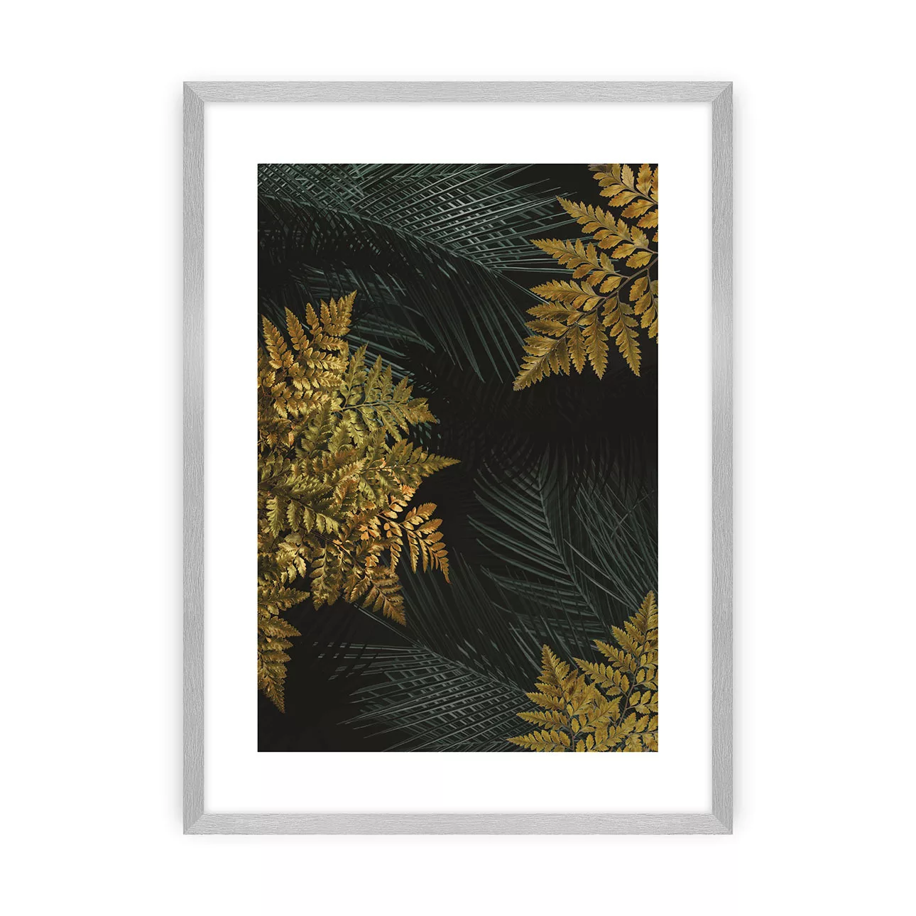 Poster Golden Leaves II, 30 x 40 cm, Ramka: Srebrna günstig online kaufen