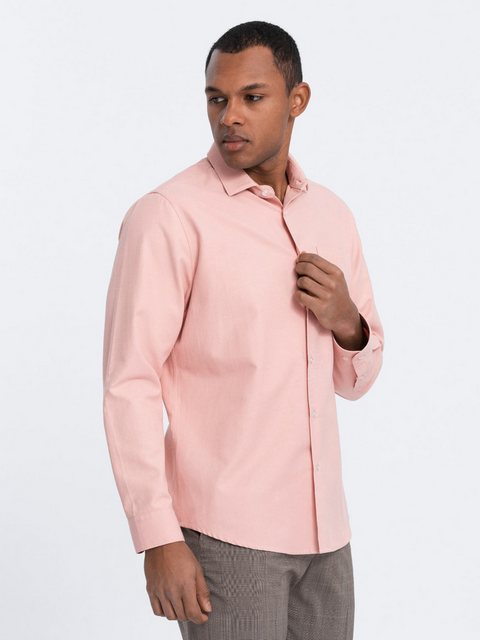 OMBRE Langarmhemd Herrenhemd mit einer Tasche REGULAR FIT günstig online kaufen