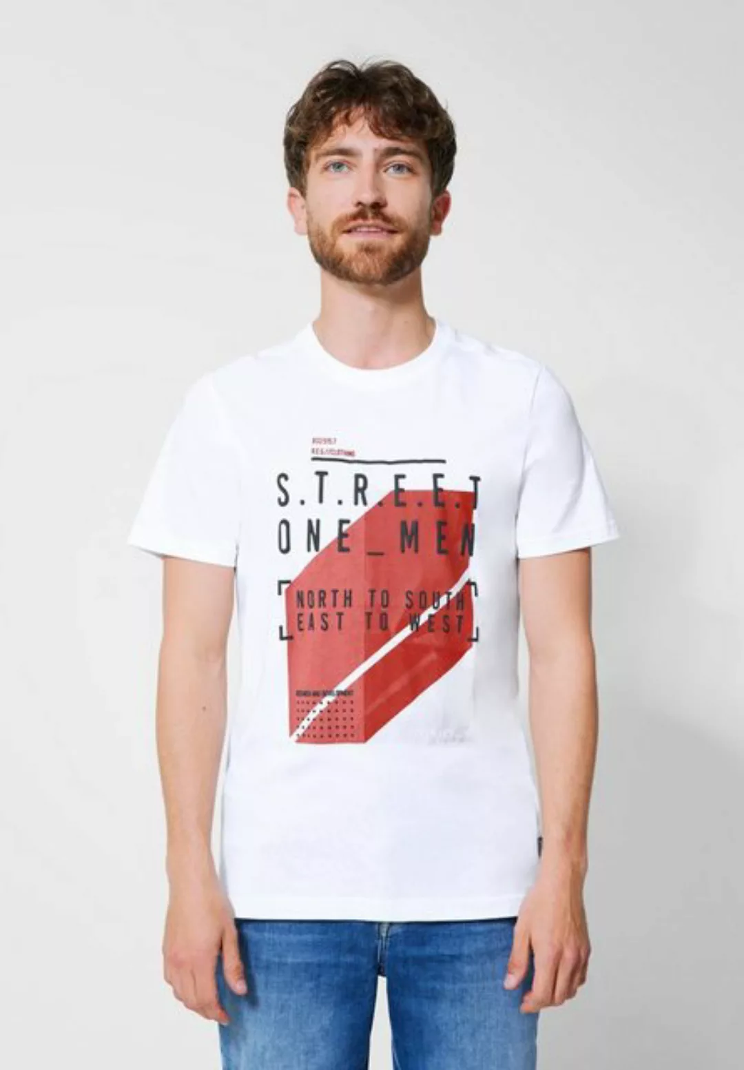 STREET ONE MEN T-Shirt, mit Print-Mix günstig online kaufen