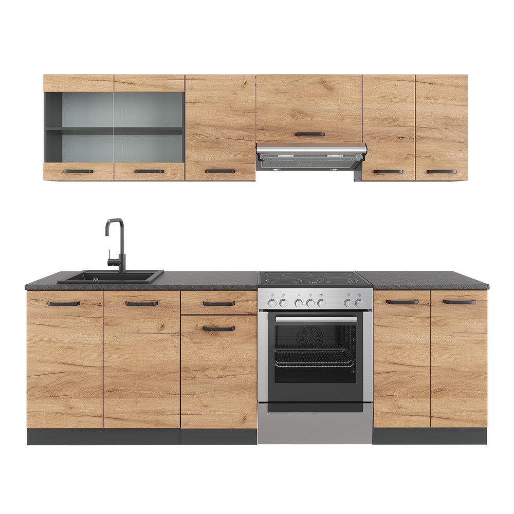Vicco Winkelküche R-Line, Artisan-Eiche/Goldkraft Eiche, 237 günstig online kaufen