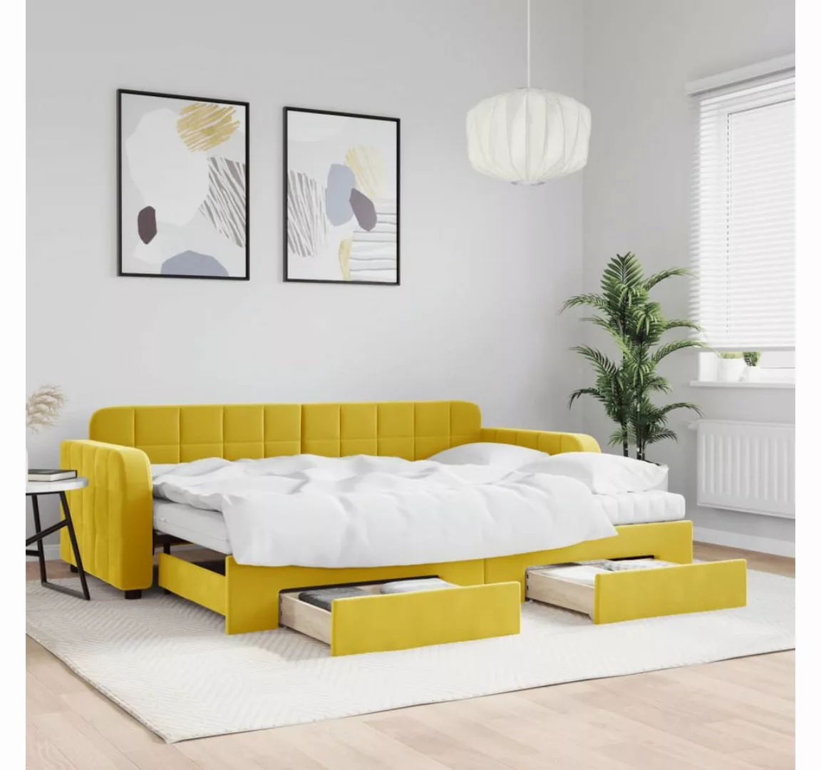 vidaXL Gästebett Gästebett Tagesbett Ausziehbar mit Schubladen Gelb 80x200 günstig online kaufen