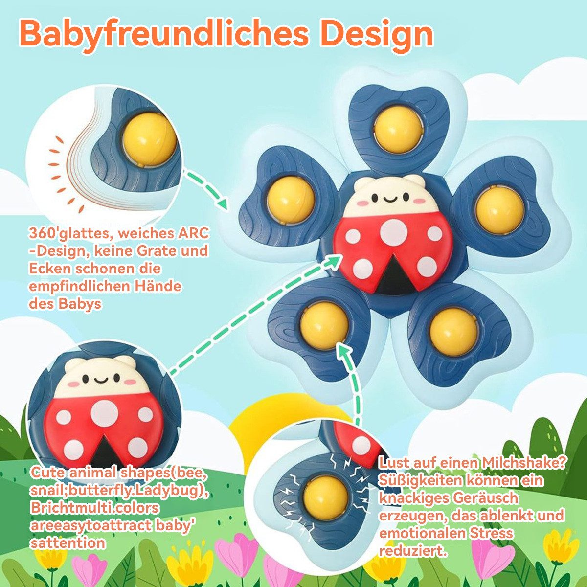 DOPWii Lernspielzeug Baby Saugnapf Fingerkreisel, Cartoon günstig online kaufen