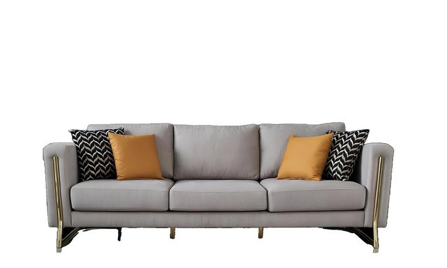 JVmoebel Sofa Grau Dreisitzer Sofa 3 Sitzer mit Zierkissen Polstersofa Mode günstig online kaufen