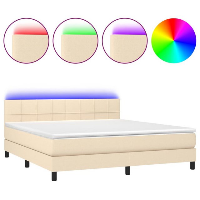 vidaXL Boxspringbett Boxspringbett mit Matratze LED Creme 180x200 cm Stoff günstig online kaufen