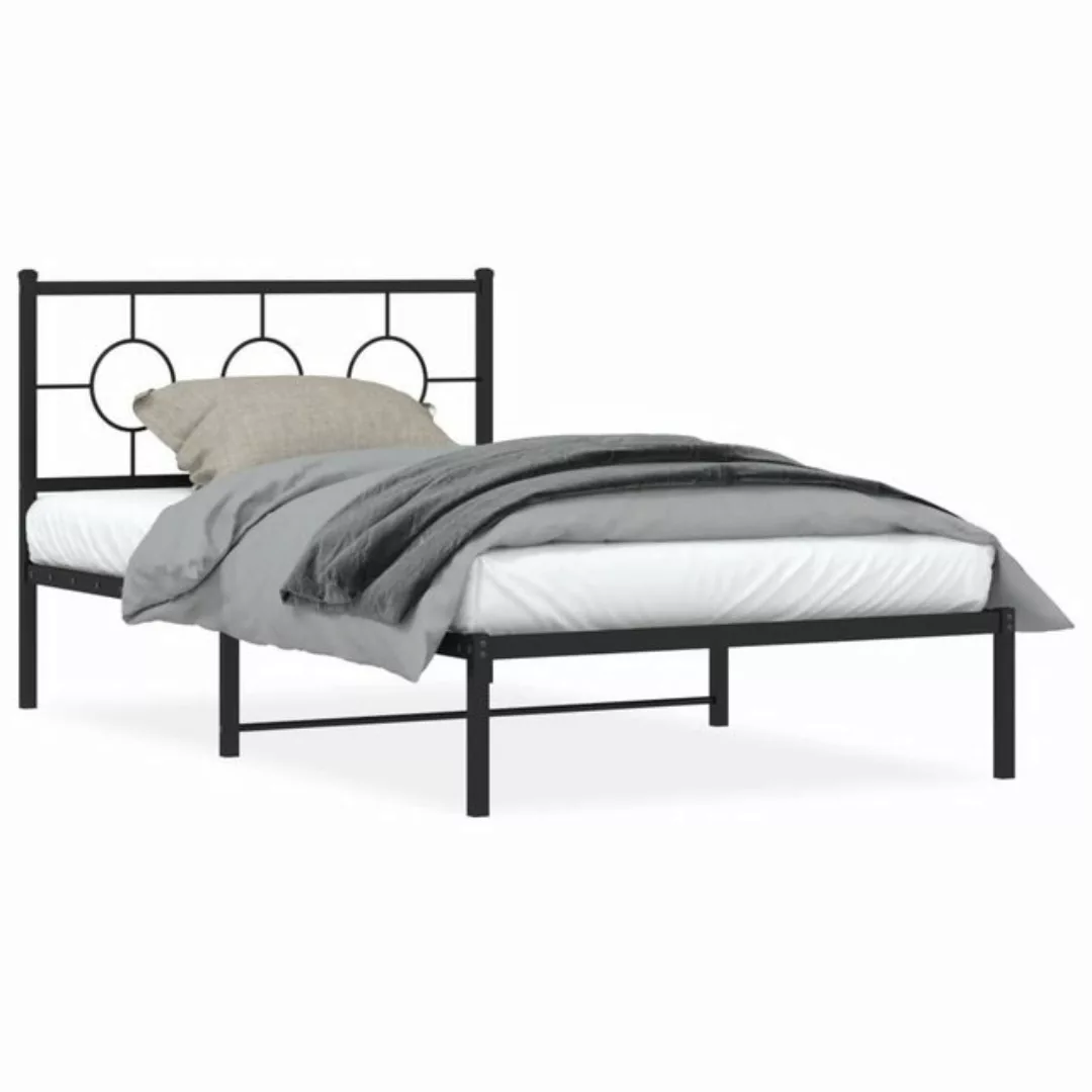 vidaXL Bettgestell, Bettrahmen mit Kopfteil Metall Schwarz 107x203 cm günstig online kaufen