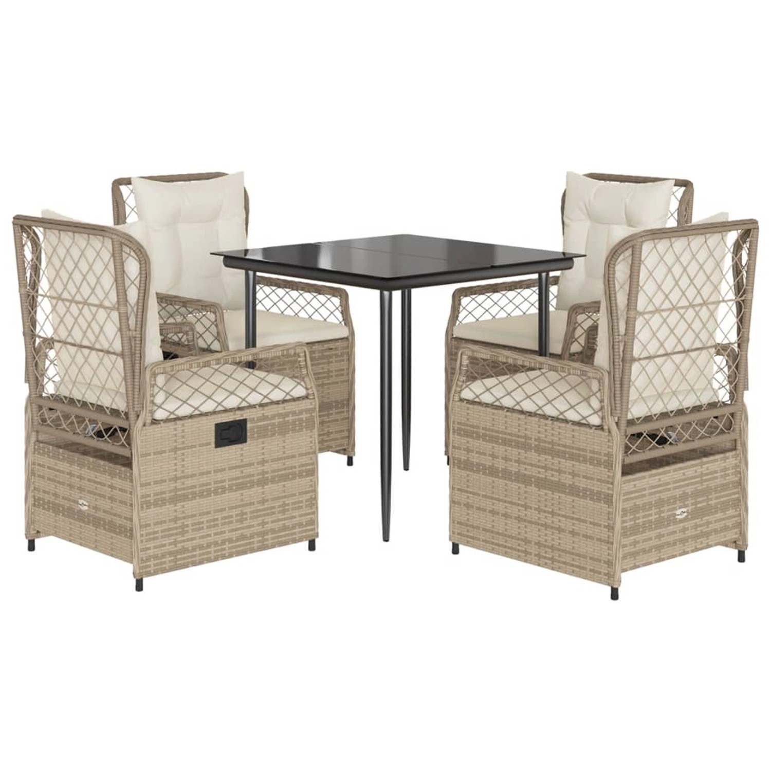 vidaXL 5-Tlg Garten-Essgruppe mit Kissen Beige Poly Rattan 3263014 günstig online kaufen