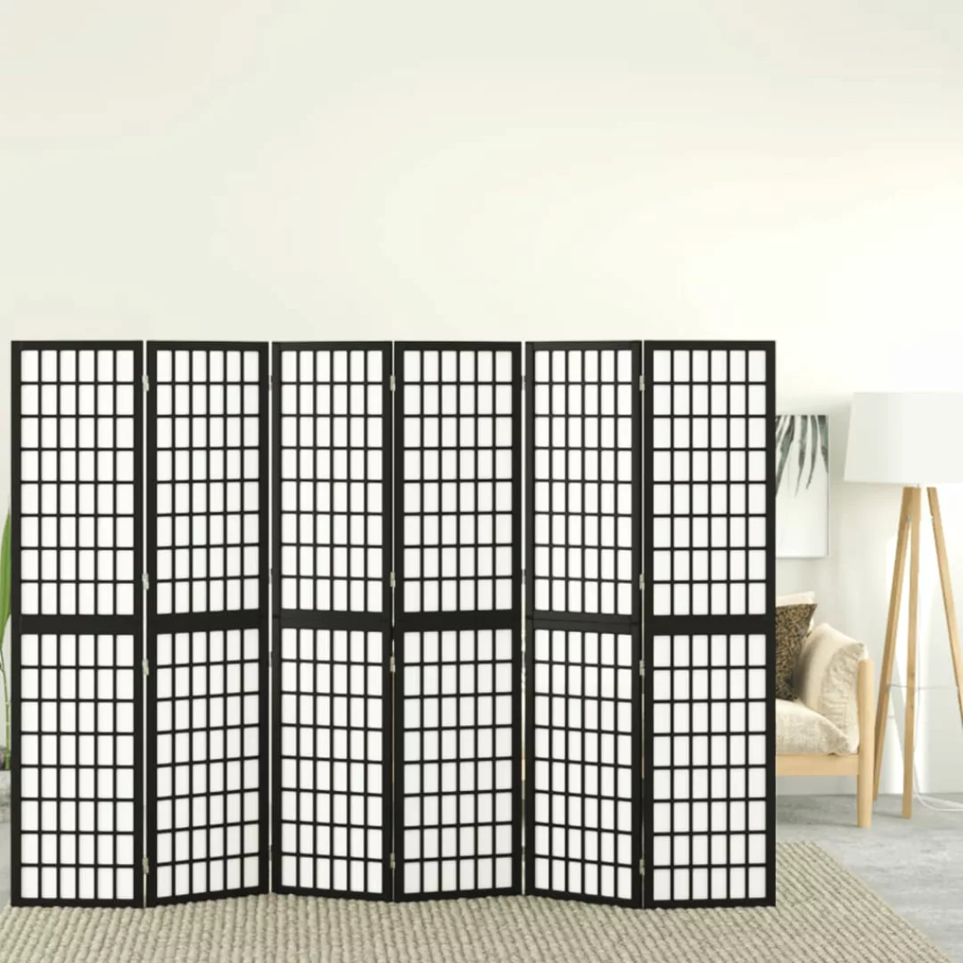 Vidaxl 6-tlg. Paravent Japanischer Stil Faltbar 240x170 Cm Schwarz günstig online kaufen