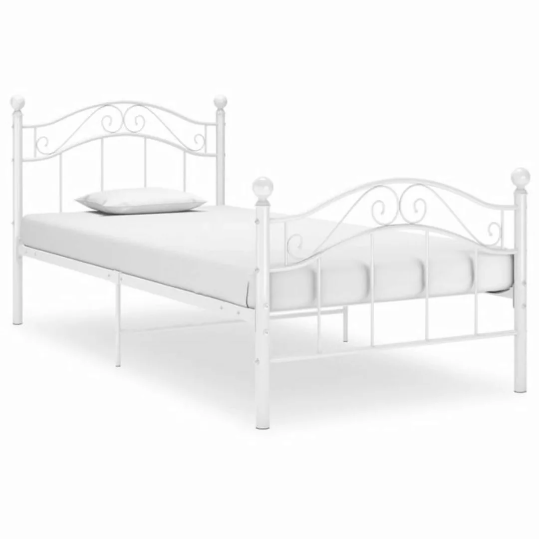 furnicato Bettgestell Bett Weiß Metall 100x200 cm günstig online kaufen