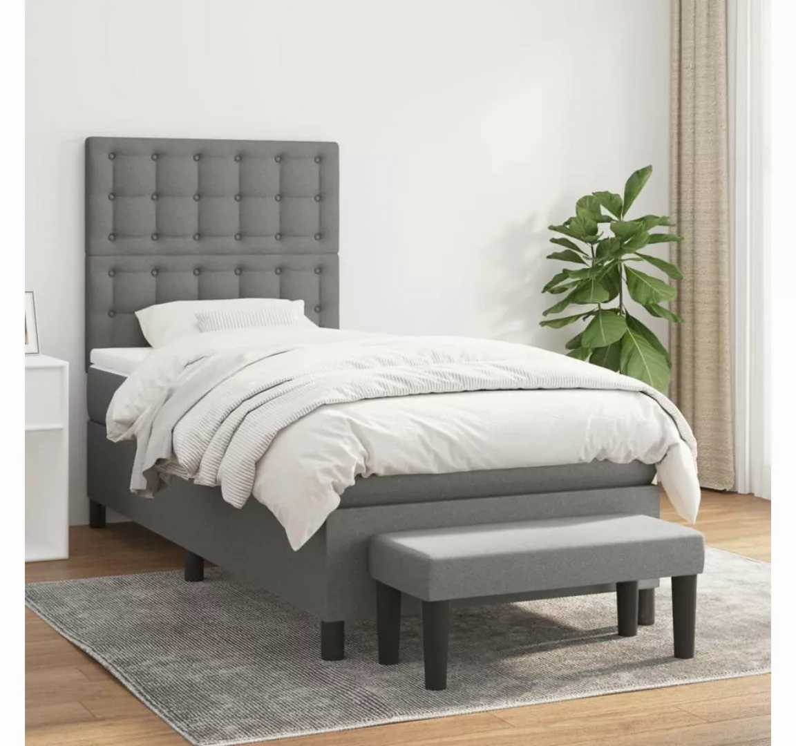 vidaXL Boxspringbett Boxspringbett mit Matratze und Fusshocker Stoff (100x günstig online kaufen