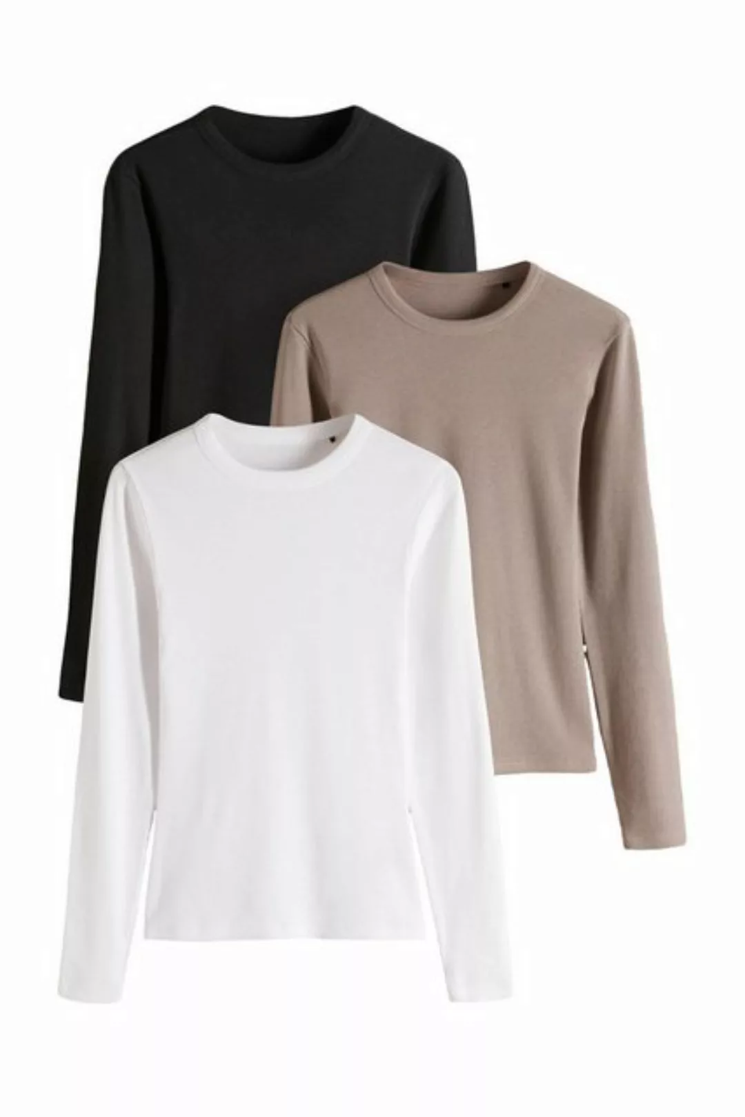 The Set Langarmshirt The Set gerippte Langarmshirts, 3er-Pack (3-tlg) günstig online kaufen