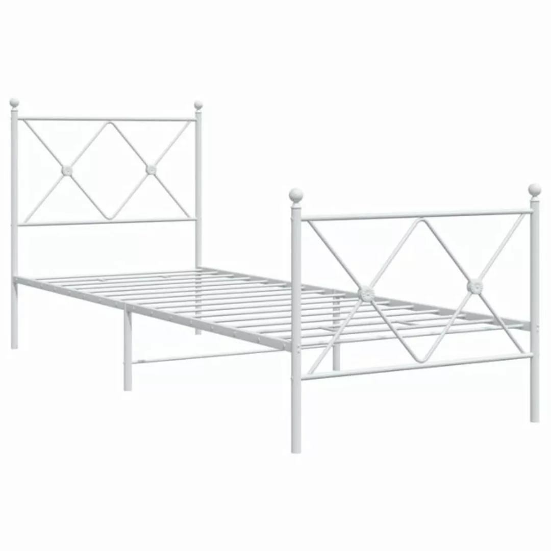 vidaXL Bett Bettgestell mit Kopf- und Fußteil Metall Weiß 75x190 cm günstig online kaufen