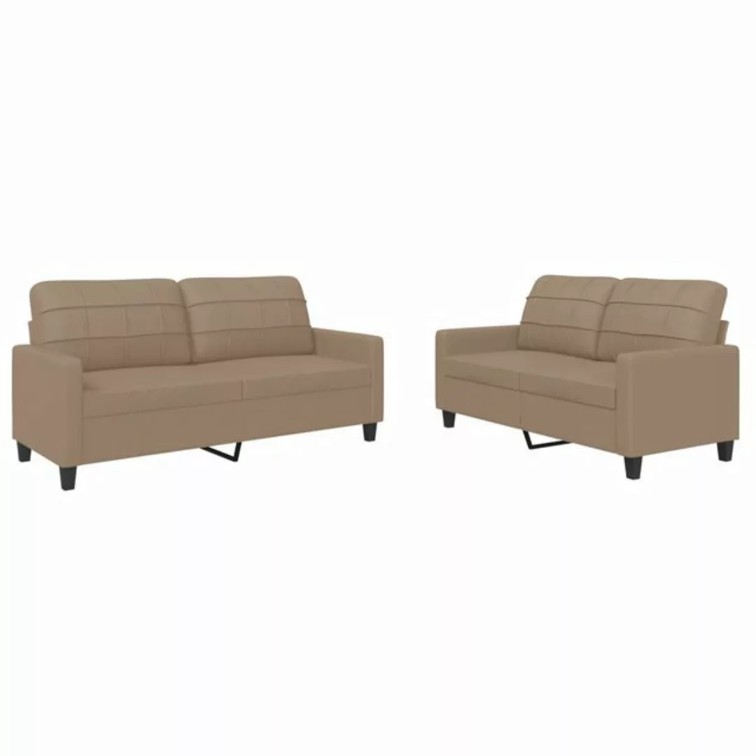 vidaXL Sofa 2-tlg. Sofagarnitur mit Kissen Cappuccino-Braun Kunstleder günstig online kaufen