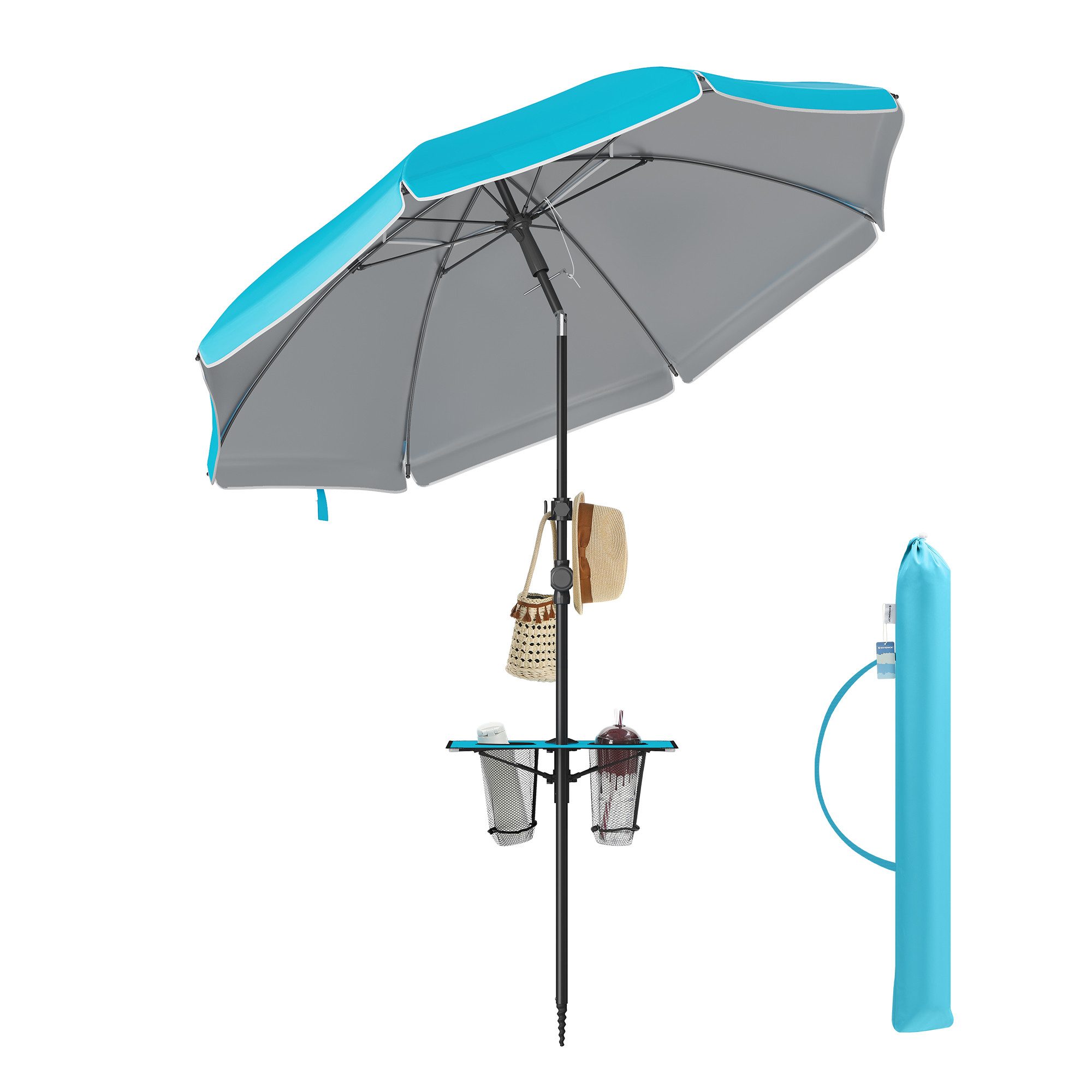 SONGMICS Sonnenschirm, ∅160 cm, Strandschirm, Sonnenschutz günstig online kaufen