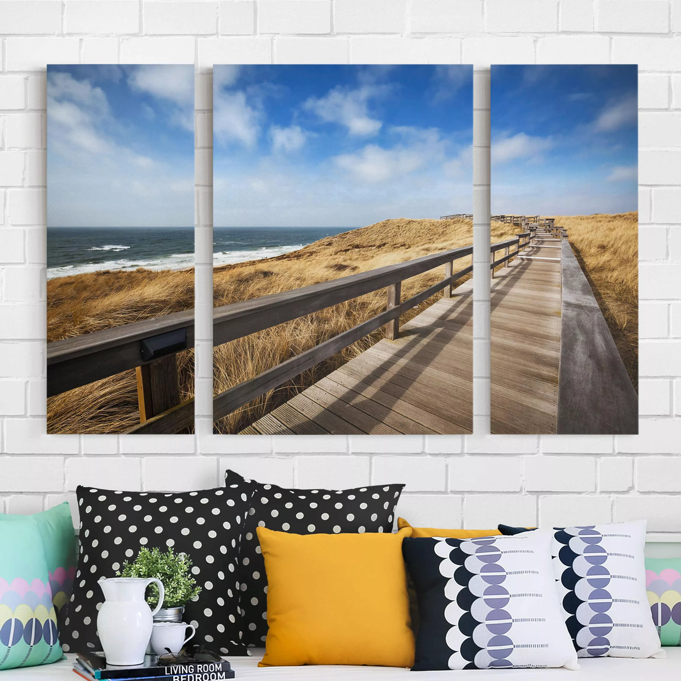 3-teiliges Leinwandbild Strand - Querformat Nordseespaziergang günstig online kaufen