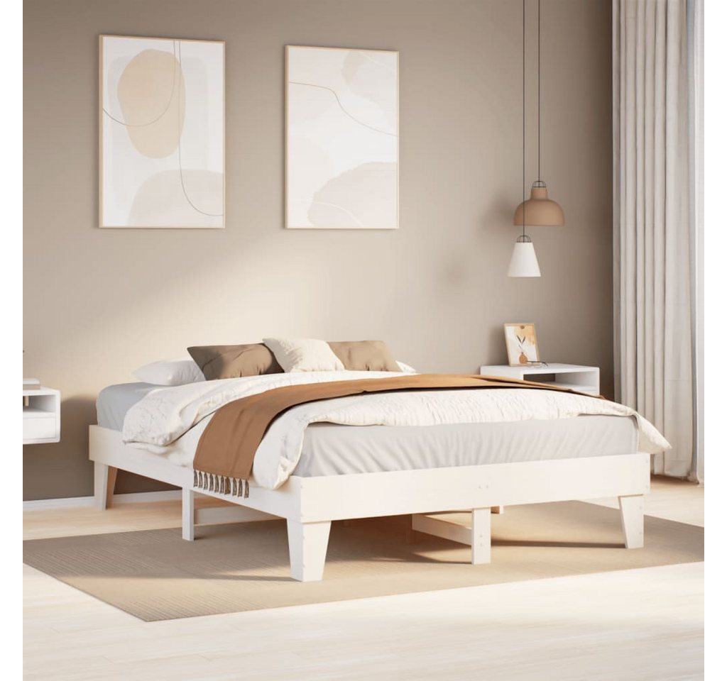 vidaXL Bett, Massivholzbett ohne Matratze Wachsbraun 140x190 cm Kiefernholz günstig online kaufen