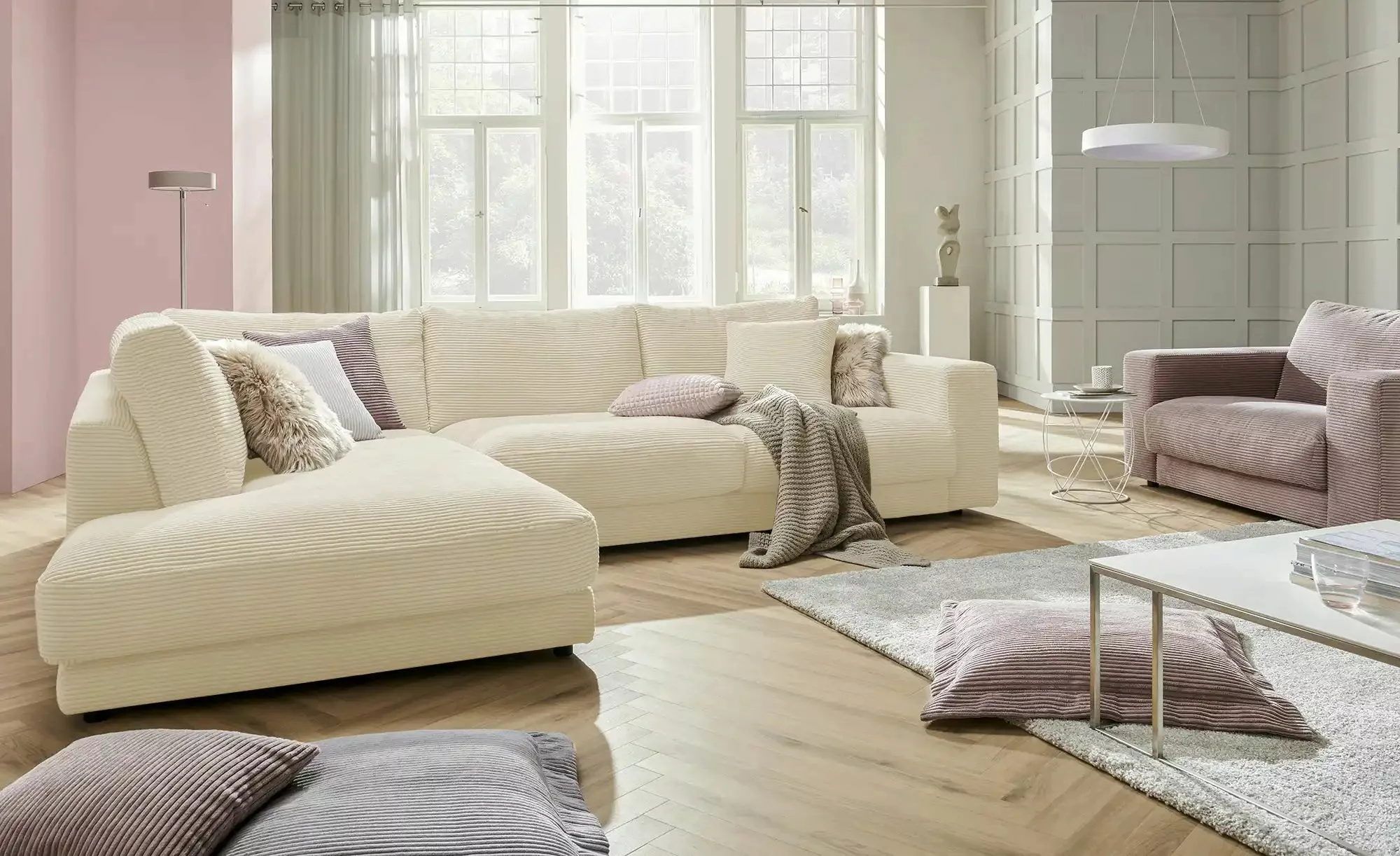 Jette Home Ecksofa Cord Sila ¦ creme ¦ Maße (cm): B: 325 H: 85 T: 224 Polst günstig online kaufen