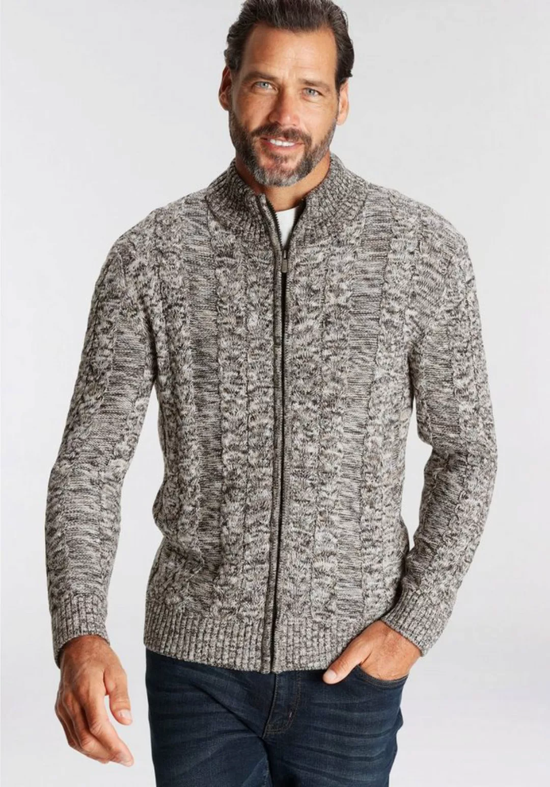 Man's World Strickjacke mit Zopfmuster günstig online kaufen