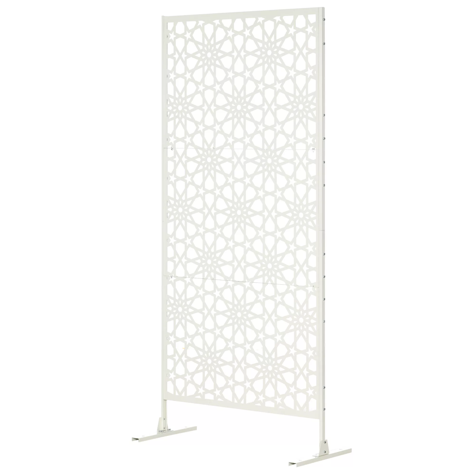Outsunny Dekoratives weißes Außen-Panel aus Metall mit Muster - 92 x 45 x 1 günstig online kaufen