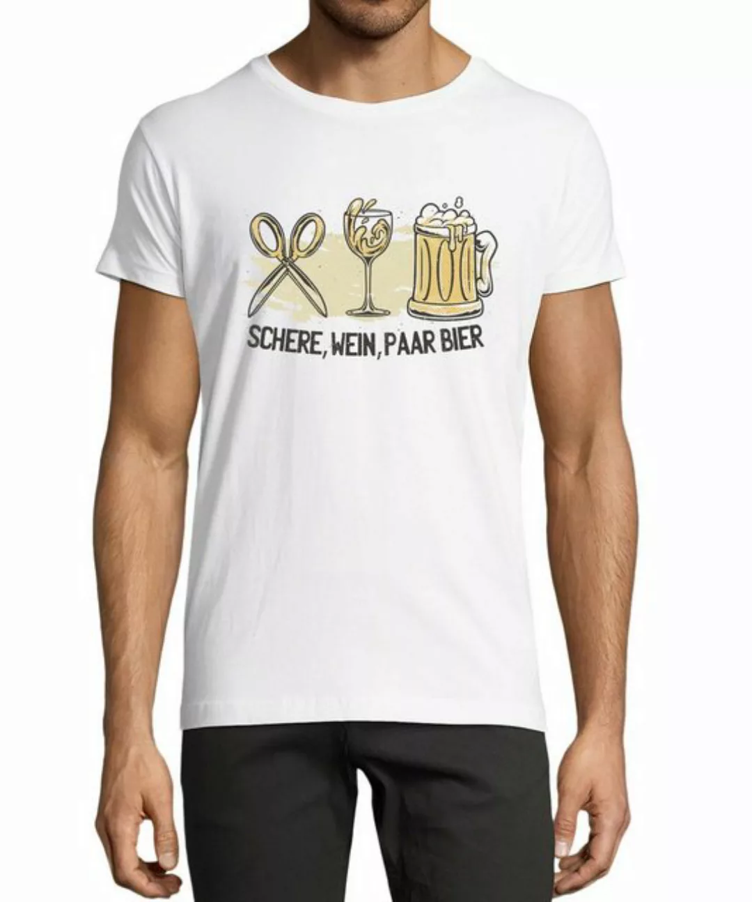 MyDesign24 T-Shirt Herren Sprüche Shirt - Trinkshirt Schere, Wein, Paar Bie günstig online kaufen