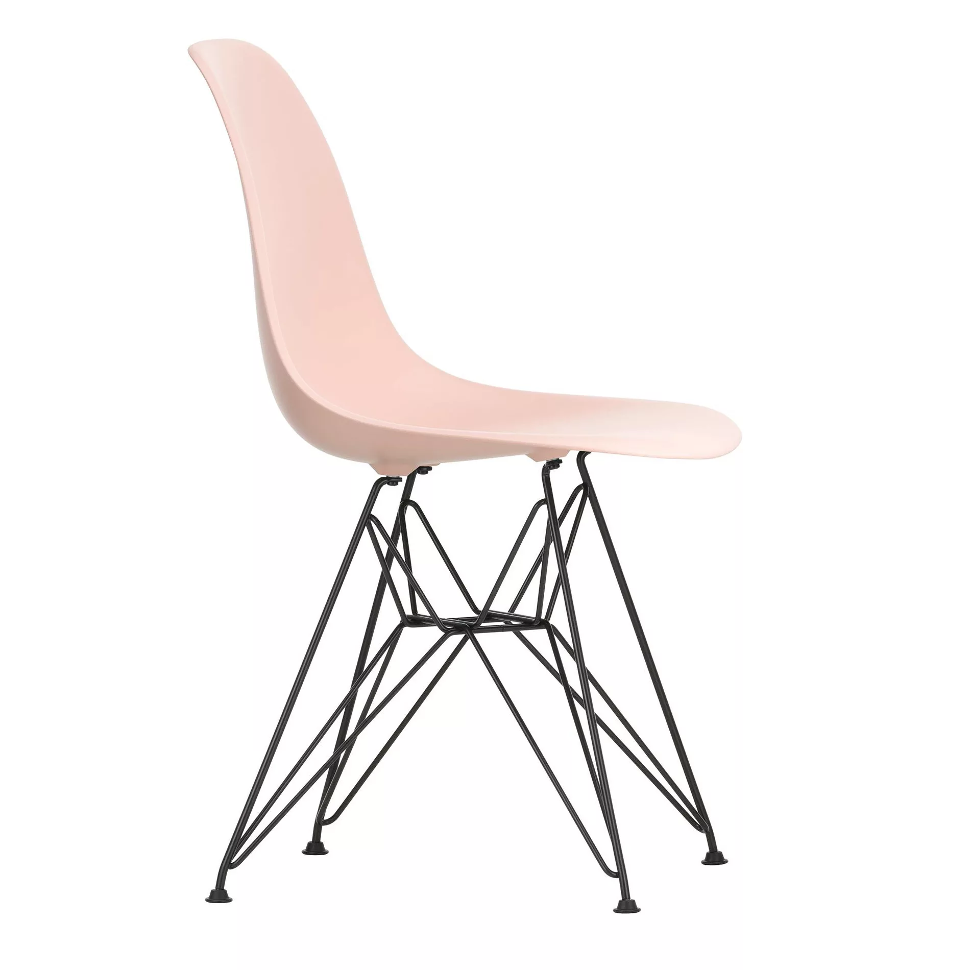 Vitra - Eames Plastic Side Chair DSR Gestell schwarz - blassrosa/Sitz Polyp günstig online kaufen