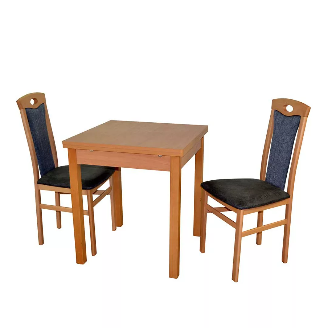 Küchen Essgruppe in Buchefarben und Anthrazit zwei Stühle (dreiteilig) günstig online kaufen