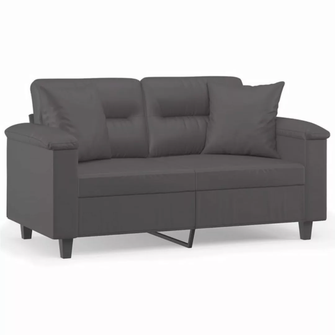 vidaXL Sofa 2-Sitzer-Sofa mit Zierkissen Grau 120 cm Kunstleder günstig online kaufen