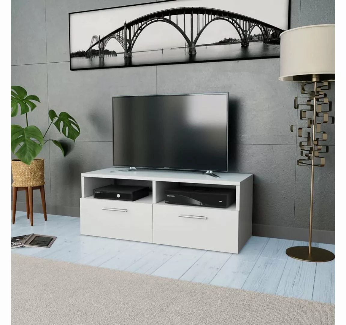 vidaXL TV-Schrank TV-Schrank Spanplatte 95 x 35 x 36 cm Weiß Lowboard günstig online kaufen