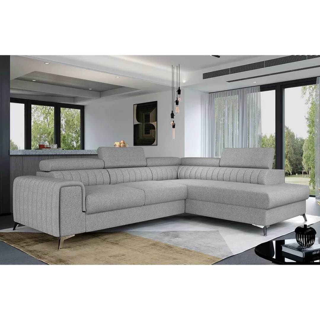 Bettsofa Sofa mit Vierfußgestell aus Metall in Hellgrau günstig online kaufen