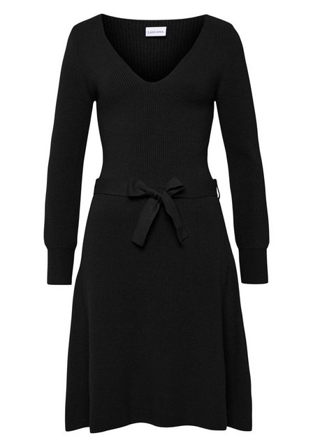 LASCANA Strickkleid (mit Bindegürtel) und V-Ausschnitt, Herbst- Winterkleid günstig online kaufen